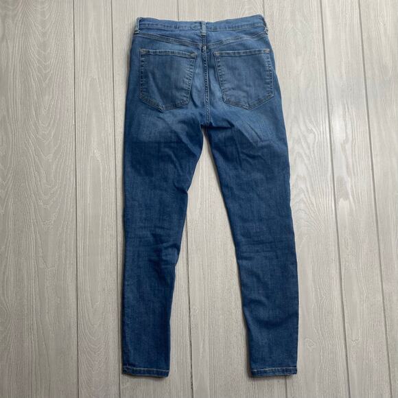 Free People Women's Denim Blue Busted Knee Skinny Jeans Size 26 - Picture 2 of 10